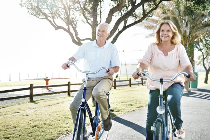 Active seniors on bicycles